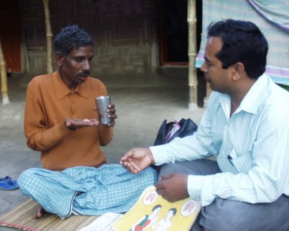 TB patient receiving directly observed treatment in India